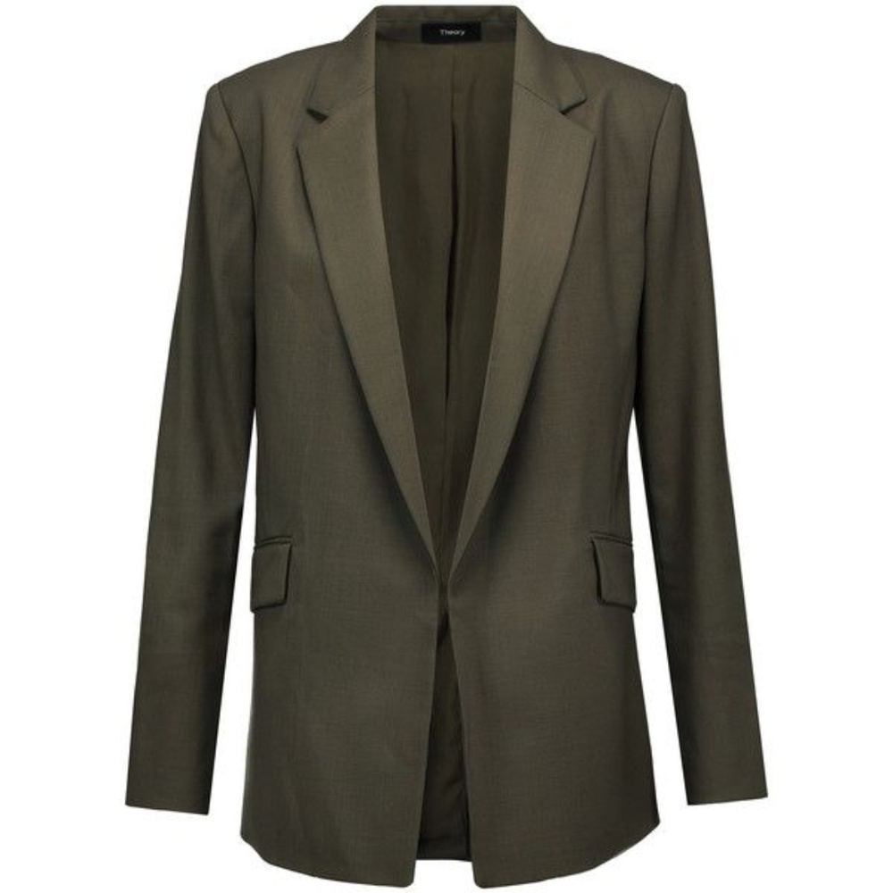 Theory Olive Sedeia Wool-piqué Blazer Size 4